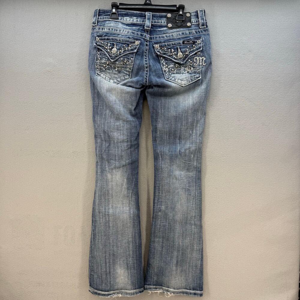 Miss Me Jeans Women's 27x31 (4) Blue Bootcut Rhinestone Pocket Flaps Studding - Picture 3 of 16